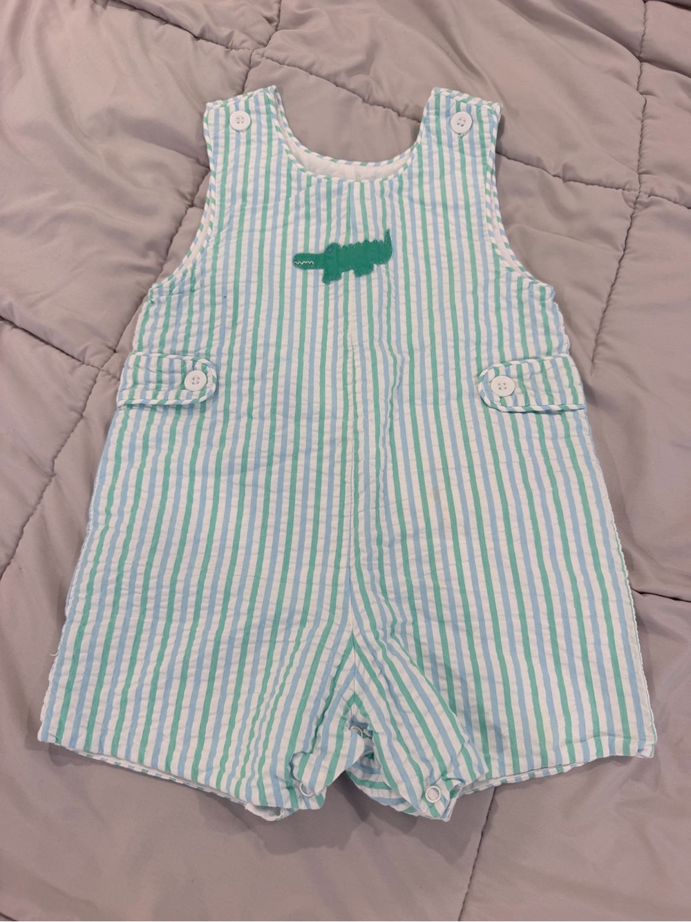 Vintage Peggy Green Size 2T Toddler Romper with Green Crocodile